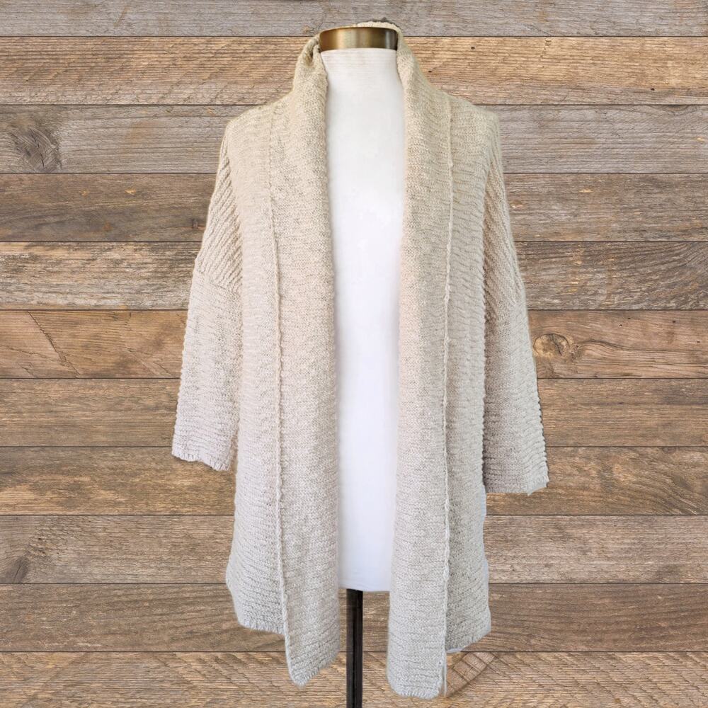 PRANA Pearson Beige / Cream Chunky Knit Cardigan Sweater M/L Open Front